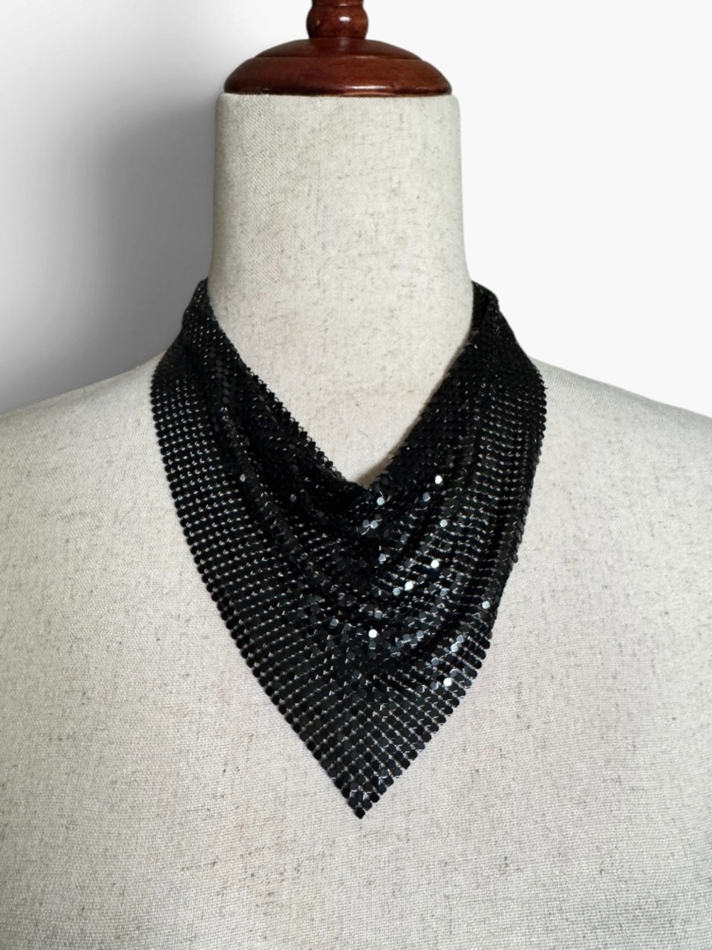 Vintage Black Chainmail Bandana Necklace